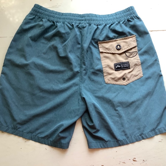 RUSTY Teal Blue Elastic Waist Drawstring Swim Trunks SZ 36 - Picture 3 of 7